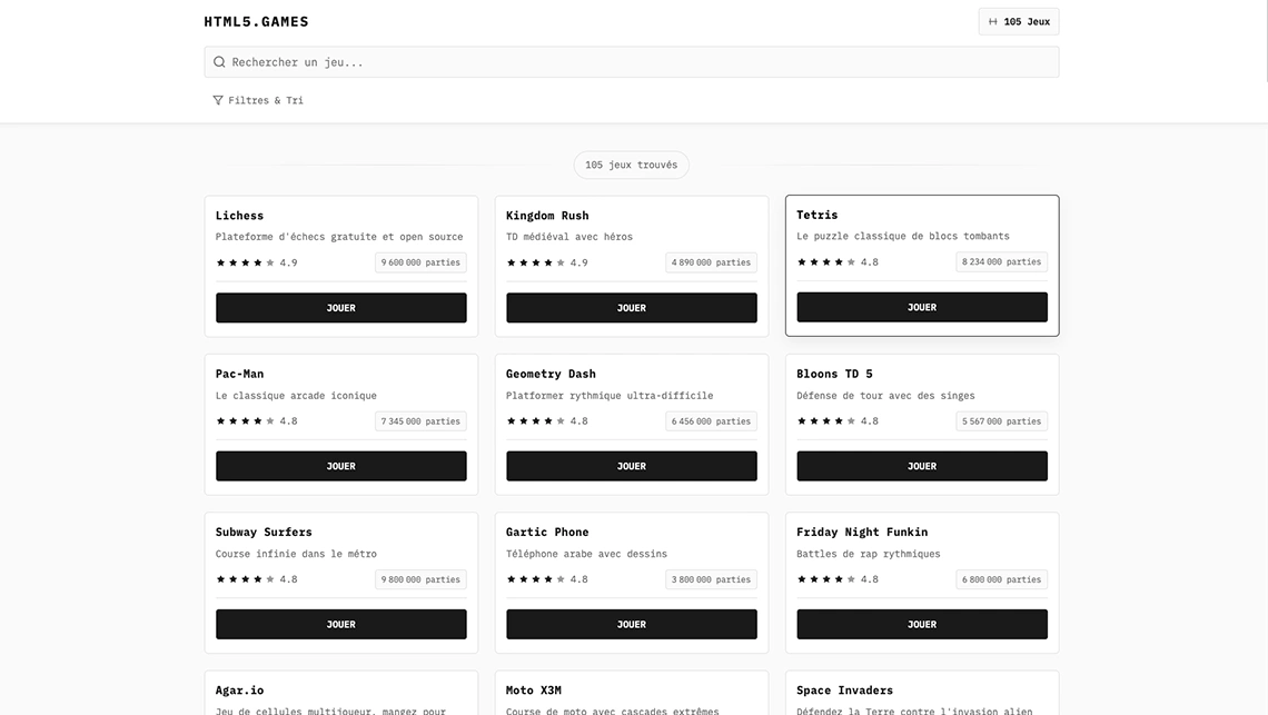 GAMES — Discover a selection of 100% web mini-games
