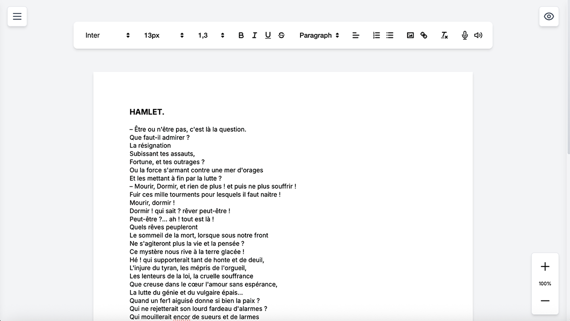 ZORD — A4 Text Editor for the Next Generation